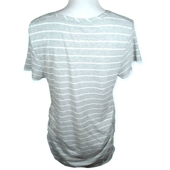 ISABEL MATERNITY BY INGRID & ISABEL GRAY & WHITE STRIPE V-NECK T-SHIRT SZ.L NWT - Picture 6 of 8